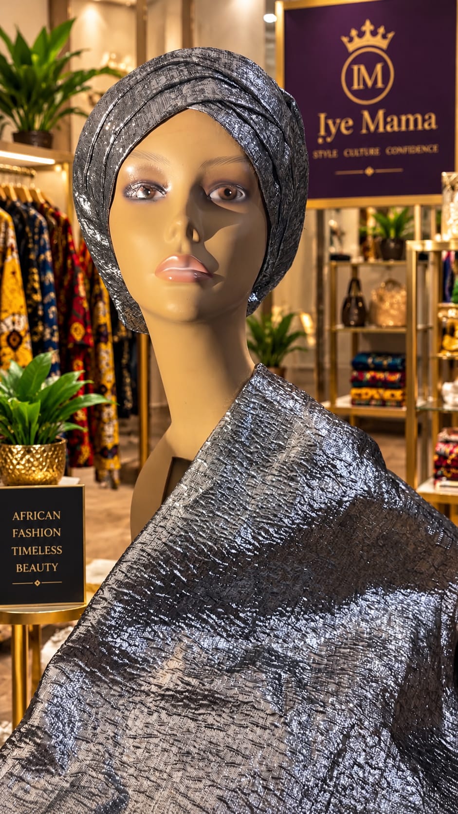 Aso-Oke Head Wrap (Grey)